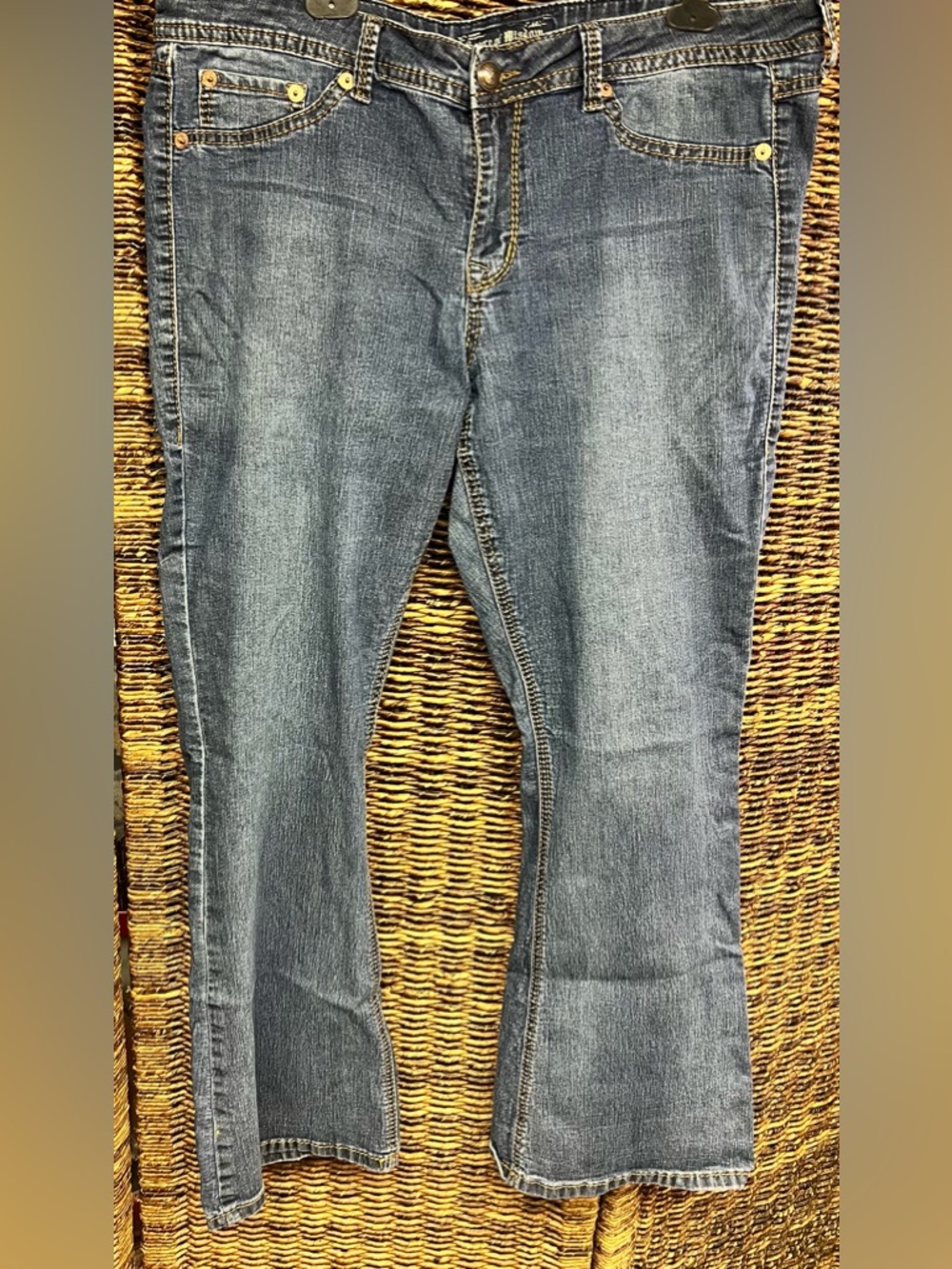 Source of Wisdom- Women’s, Blue Slim-Boot Jeans - Picture 1 of 9